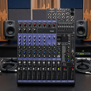 Consola mezcladora de audio profesional VQ Professional de 12, 16 y 24 canales con MP3, Bluetooth, USB y procesador de 24 efectos para presentaciones en escenario. - Product Image 6