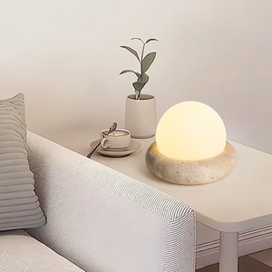 Cream Colored Rechargeable Night Light For Bedroom Nursery With <b>Remote</b> <b>Control</b> Yellow Travertine Base 220V - Product Image 3