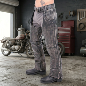 Chaps de cowboy western 100% cuir véritable, souples et respirants, de haute qualité, avec fermeture à boucle au design personnalisé, taille mi-haute, pour l'équitation - Product Image 3