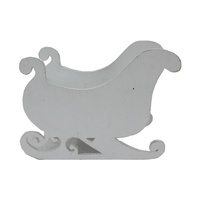 Pot de fleurs en bois massif blanc sculpté, modèle traîneau de décoration de noël