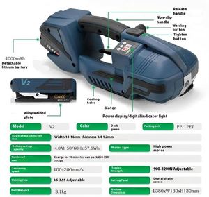 Automatic V2 Handheld Electric Baler Charging <b>Battery</b> Powered Strapping Machine Hot Melt PP Strap PET Plastic Steel Baler - Product Image 2