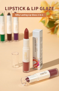 <span class=keywords><strong>Gloss</strong></span> à lèvres tridimensionnel double embout en velours avec finition mate rouge et blanc, anti-adhésif - Product Image 5