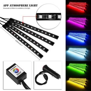 Kit d'éclairage de sol LED RGB pour voiture, étanche, contrôle USB, 12V, éclairage intérieur compatible avec l'application pour voitures - Product Image 4