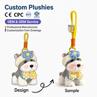 Porte-clés en peluche chat noir fraise mignon OEM, accessoires pendentifs pour sacs d'école et sacs à dos d'étudiant en stock