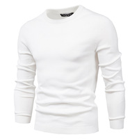Pull-over homme personnalisé pour l'automne, coupe ajustée, pull d'hiver pour homme, col rond, couleur unie, pull-over pour homme