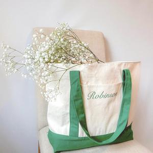 Custom Logo Canvas Fabric Packaging Tote <strong>Bag</strong> with Zipper <strong>Women</strong> <strong>Beach</strong> Tote <strong>Bag</strong> - Product Image 4