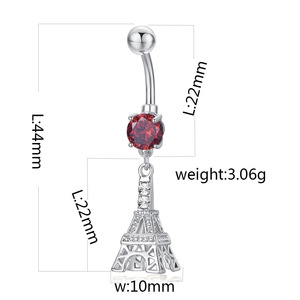 Nombril Anneaux Mode Tour Eiffel à <span class=keywords><strong>Paris</strong></span> Zircon Nombril Piercing Bijoux Anneau Nombril Nail Mode Corps Bijoux - Product Image 6