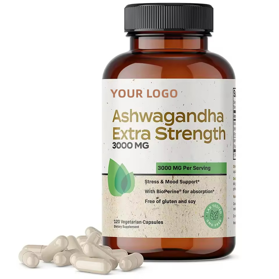 Low Moq Ashwagandha 3000mg Per Serving 800mg Per Capsule Bio Herbal Supplements for Stress and Emotional Support Plant Extract
