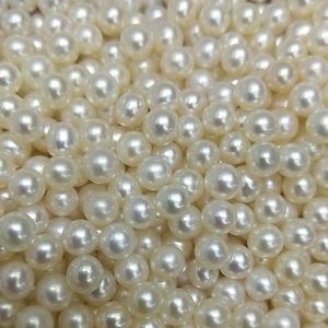 Perles rondes de haute qualité de 3-3,5-4 mm, petites perles d'eau douce, blanches, roses, colorées, demi-percées, forme de pomme de terre naturelle - Product Image 1