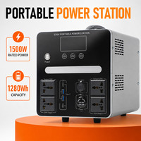 Estación de Energía Portátil Multi-Salida de 1500W con Tomacorrientes AC, USB y DC para Coche, Ideal para Camping, Trabajo al Aire Libre y Cortes de Energía