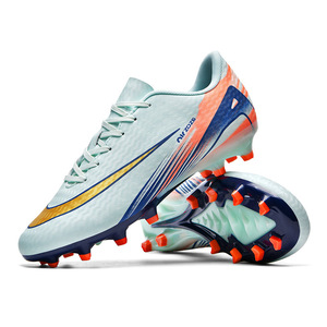 Zapatos de Fútbol con Parte Superior Sintética, Forro de Malla, Suela de Goma, Entresuela de EVA, Diseño Azul Claro y Naranja para Verano - Product Image 2