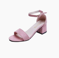 Sandales à talons hauts pour femmes OEM/ODM, design simple, bride cheville, bout ouvert, talon épais 6 cm, été