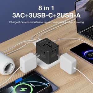 Wontravel Du lịch thế giới Bộ chuyển đổi USB cắm loại C sạc nhanh 45W PD du lịch Bộ chuyển đổi ổ cắm điện ổ cắm 3AC - Product Image 3