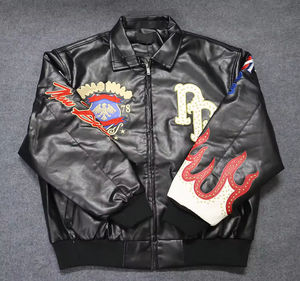 رداء بيسبول بكتف متدلية جاكيت مطرز بشعار هيب هوب جاكيت جلد صناعي جاكيت رجالي جاكيت للرجال - Product Image 3
