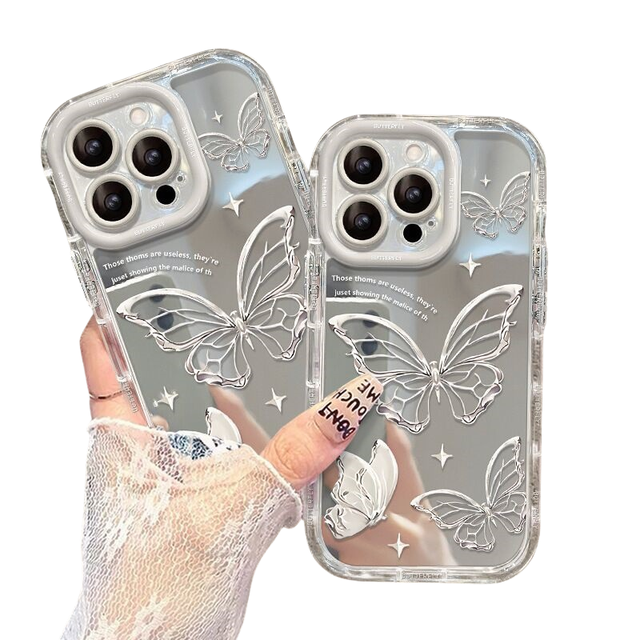 Hot Sale Luxury Butterflies Mirror Mobile Phone Cases for Iphone 17 Air 16 15 Plus Pro Max 14 13 12 11 Shockproof Cover Custom