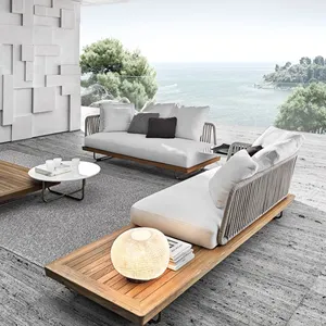 Conjunto seccional moderno de muebles de jardín, tumbona de 6 plazas para exteriores, sofá de ratán blanco, combinación de México