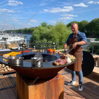 Brasero Barbecue en Acier Corten de 120 cm, Style Rouille, Nouveau BBQ Moderne en Acier Corten