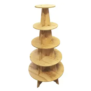 Custom Round Timber Display Racks 5 Tiers Shelves Wood Display Tower