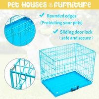Cage à chien pliable bleue en fil métallique, cages pour animaux de compagnie d'intérieur, cages à chien en métal de grande taille pour l'extérieur