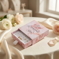 Boîte à bijoux coulissante en carton avec logo personnalisé, motif marbre, pour bagues, boucles d'oreilles, cadeaux, faveurs de mariage