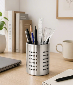 Stainless Steel Cylindrical <b>Utensil</b> <b>Holder</b> with Large Capacity Storage for <b>Kitchen</b> Tableware Organization - Product Image 5