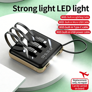 พาวเวอร์<span class=keywords><strong>แบ</strong></span>งค์แบบพกพาขนาด 5000 มิลลิแอมป์ พร้อมสายชาร์จในตัว 4 เส้น ชาร์จเร็ว <span class=keywords><strong>แบ</strong></span><span class=keywords><strong>ต</strong></span>เตอรี่สำรองขนาดเล็กสำหรับ <span class=keywords><strong>iPhone</strong></span> - Product Image 3