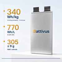 Batterie Battivus 3.5V 30.75Ah 340Wh/kg haute densité semi-solide en format pochette, décharge élevée 3C 5C pour pack de batteries de drone VTOL UAV FPV