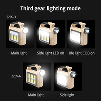 Lanterne de camping COB rechargeable par USB, lampe LED portable, ABS, haute luminosité, lampe torche alimentée par énergie solaire pour le camping en plein air, en cas d'urgence