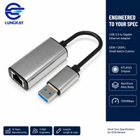 Adaptador USB 3.0 a RJ45 Gigabit Ethernet LUNG KAY, 1000Mbps, Chip RTL8153, Tarjeta de Red LAN de Aluminio, OEM ODM