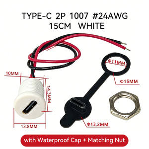 Groothandel waterdichte USB type C vrouwelijke connector naar 2/4/5/6-pins aansluitkabel paneelmontage kabel voedingskabel oplaadkabel 15cm - Product Image 2