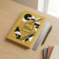 Carnet à couverture rigide en tissu lin géométrique Bauhaus, carnet personnalisé A5 140x210mm pour cadeau d'entreprise
