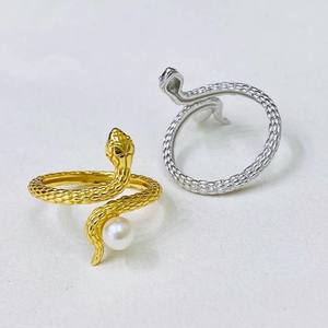 10579DIY Accessoires en perles Anneau en argent S925 Support vide en forme de gourde Double perle Bijoux en argent avec perles de 6-9 mm Style tendance à incrustation - Product Image 3