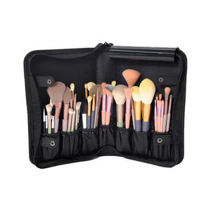Qihui <b>Professional</b> <b>Makeup</b> <b>Bag</b> Black Large Capacity Foldable Portable Brush Storage Case With Zipper Closure - Product Image 5