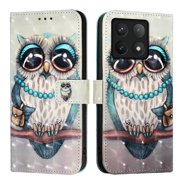 Mobile Phone Leather case for Redmi Note 13 Pro Plus 5G/Note 12 Turbo 5G, for Xiaomi 14 Ultra Cute Owl Wallet case Cover