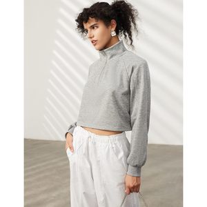 FOXA Sweat-shirt court à demi-zip pour femme, pull à col à manches longues, doublure polaire, pull basique, tenues d'automne - Product Image 3