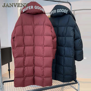 JANVENY 2024 Manteau d'hiver long <span class=keywords><strong>ultra</strong></span> épais en duvet pour femme Broderie de lettres Casual Chaud Blanc Duvet de canard imperméable Parkas - Product Image 2