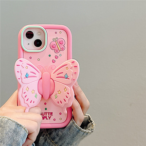 เคสโทรศัพท์พับได้เป็นรูปผีเสื้อ3D น่ารักสำหรับ <span class=keywords><strong>iPhone</strong></span> 13 PRO MAX 14 <span class=keywords><strong>11</strong></span> 12เคสด้านหลังเป็นซิลิโคนนิ่มกันกระแทก - Product Image 2