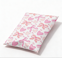 Sacs d'expédition mignons en forme de cœur avec nœud, sacs d'emballage imperméables pour colis de boutique et cadeaux