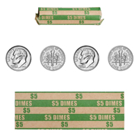 Enveloppes plates pré-imprimées en kraft pour pièces de monnaie Green Dime, capacité de 5 $, pour le tri des pièces de monnaie dans les caisses enregistreuses et les banques