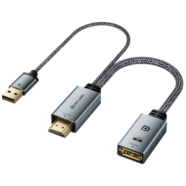 SYONG 4K HDMI to DP Adapter, HDMI to DisplayPort Adapter Cable 4K60Hz Male to Female for Source Device to DP Display for Monitor