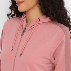 Conjuntos Deportivos de Dos Piezas para Mujer al por Mayor, Casuales, de Color Sólido, con Capucha, Manga Larga, Top Corto, de Poliéster/Algodón, Transpirables, para Invierno - Product Image 5