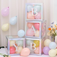 Boîtes à ballons sur le thème de la fête prénatale en carton rose et blanc, boîte à ballons transparente pour la décoration des fournitures de fête