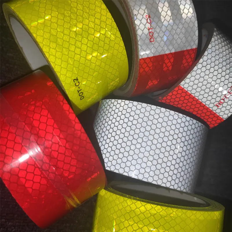 MANCAI Red White Yellow Self Adhesive Reflective Sheeting Sticker Prismatic Retro Reflective Tape For Vehicle