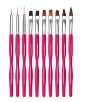 Pinceau à ongles en acrylique, 10 pièces, prix d'usine, pinceau plat de photothérapie, pinceau professionnel pour ongles, vente en gros