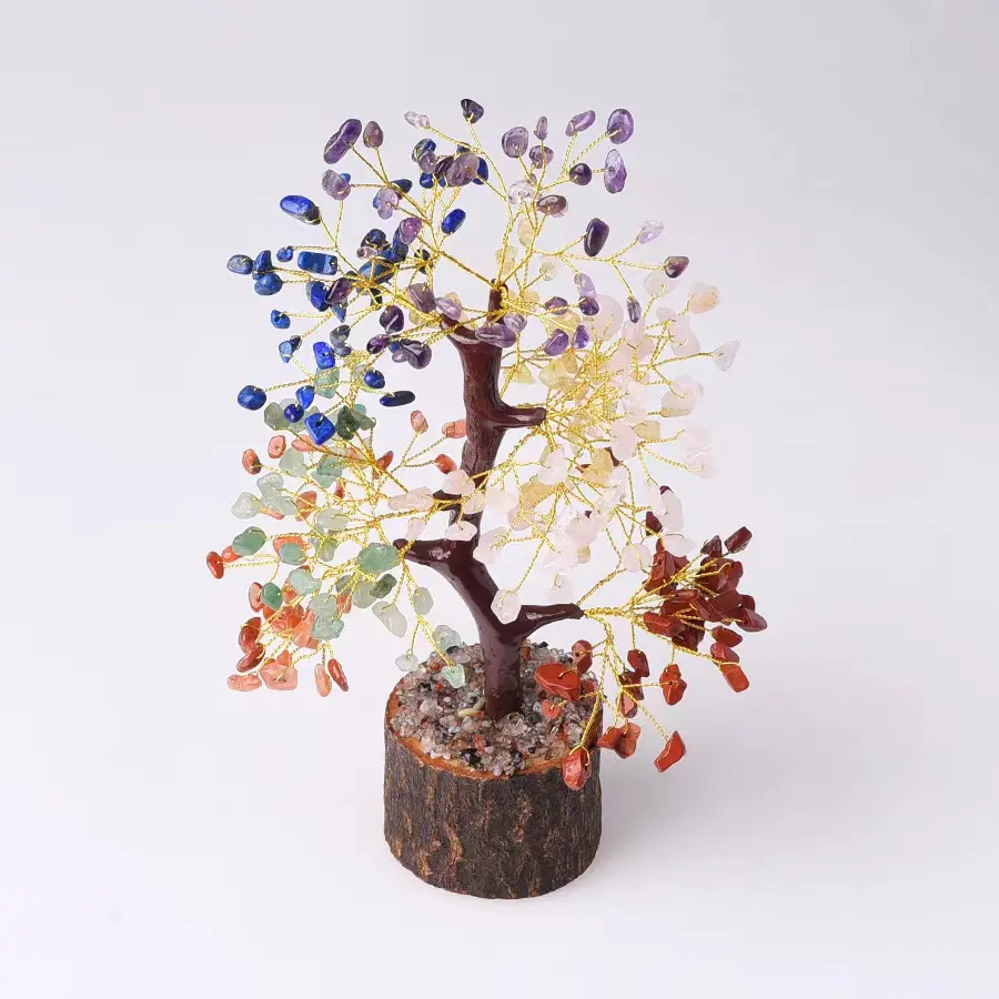 Life Tree Natural Seven Chakra Natural Healing Gemstone Crystal Bonsai Fortune Money Tree for Good Luck For Fengshui