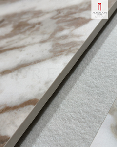 <span class=keywords><strong>Table</strong></span> de salle à manger rectangulaire en pierre frittée de 1600x3200 mm, texture marbre blanc doré mat, 12 mm d'épaisseur - Product Image 4