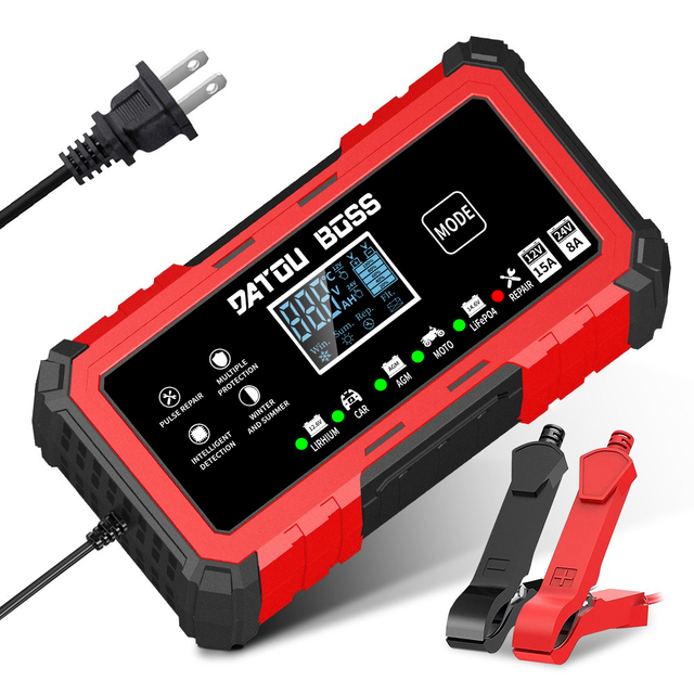American Standard Smart 12V 24V Car Battery Charger Automatic for Lithium-Ion Lead-Acid Batteries Eight-Stage Charging 8A 15A