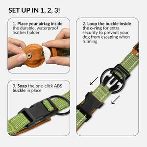 Collar de Lujo para Perro con Soporte de Cuero Reflectante para Apple AirTag, Diseño de Logotipo Personalizado, Ajustable y Duradero para Perros y Gatos - Product Image 5