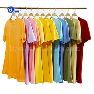 Summer candy colors lady's short sleeves sexy dress Blank Girls long T shirts women plain casual clothing