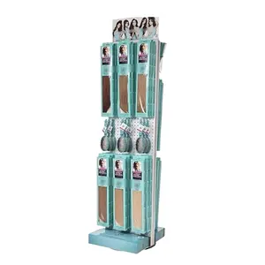 Store rotating floor pegboard peg hook counter hair extension wig display stand shop hair extension display rack